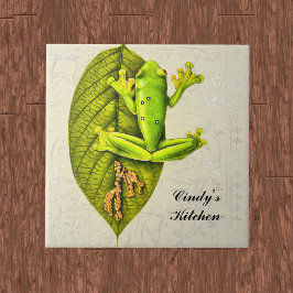 モノグラムヴィンテージ明るいグリーン滑空ツリーカエル タイル