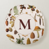 モノグラムヴィンテージ松の森の宝物パターン ラウンドクッション (正面)