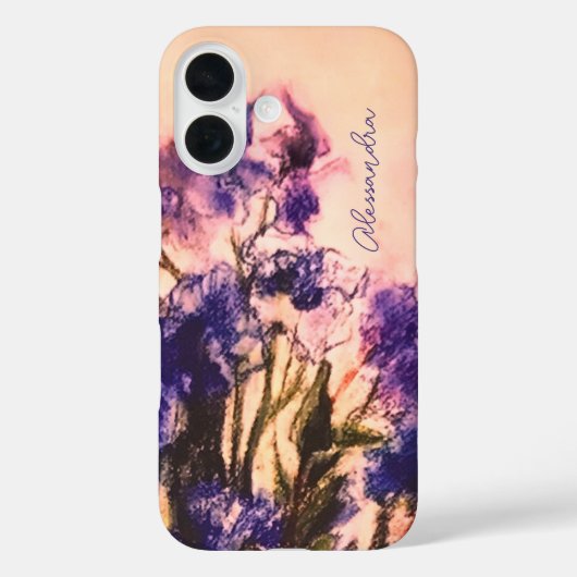 モノグラムヴィンテージ素朴フローラブルーパープルグリーン Case-Mate iPhoneケース (裏面)