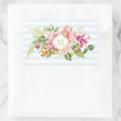 モノグラムヴィンテージ花ピンクブルーパステルステッカー ラウンドシール (バッグ)