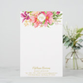 モノグラムヴィンテージ花桃紫色の文房具 便箋 (スタンド正面)