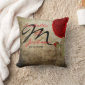 モノグラムヴィンテージ赤いバラグランジが背景 クッション (ブランケット)