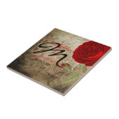 モノグラムヴィンテージ赤いバラグランジが背景 タイル (側面)