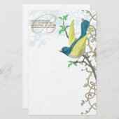 モノグラムヴィンテージ鳥ヴィンテージ財宝 便箋 (正面/裏面)