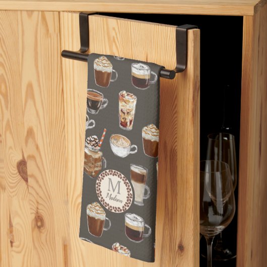 モノグラムヴェンティコーヒー愛好家 キッチンタオル (三つ折り)