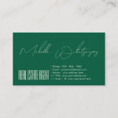 モノグラム不動産エージェントの現代的なスクリプト 名刺 (裏面)