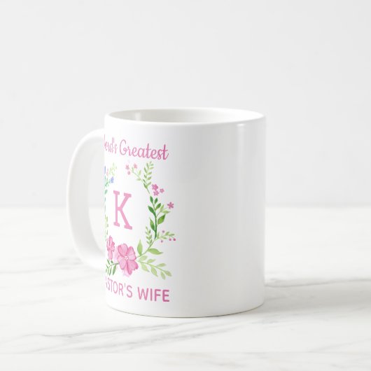 モノグラム世界で最も素晴らしい牧師の妻マグ コーヒーマグカップ (正面左)