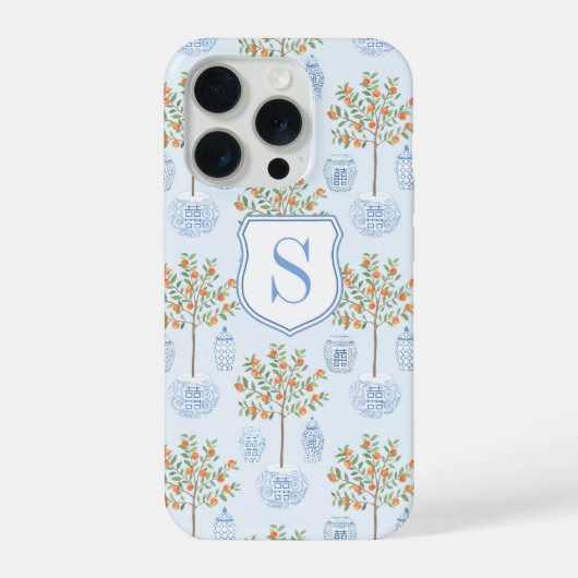 モノグラム中国の陶磁器ミカン iPhoneケース (裏面)