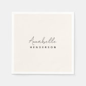 モノグラム中性 |ミニマモダンリストスタイリッシュ スタンダードカクテルナプキン (正面)