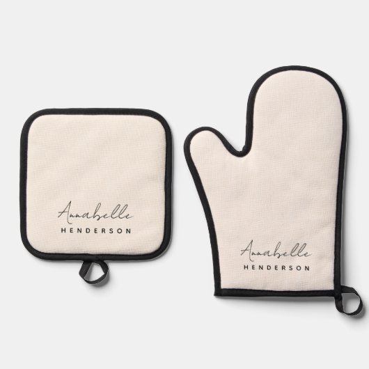 モノグラム中性 |ミニマモダンリストスタイリッシュ 鍋つかみ&鍋敷きセット (正面)