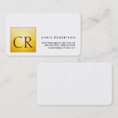 モノグラム丸いコーナー黄色の白い名刺 名刺 (正面/裏面)