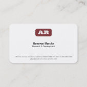 モノグラム丸い背景(深い赤) 名刺 (裏面)