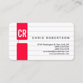 モノグラム丸い角のライン付き紙名刺 名刺