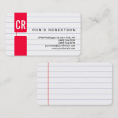 モノグラム丸い角のライン付き紙名刺 名刺 (正面/裏面)