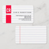 モノグラム丸い角のライン付き紙名刺 名刺 (正面/裏面)