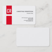 モノグラム丸コーナー赤白モダン 名刺 (正面/裏面)