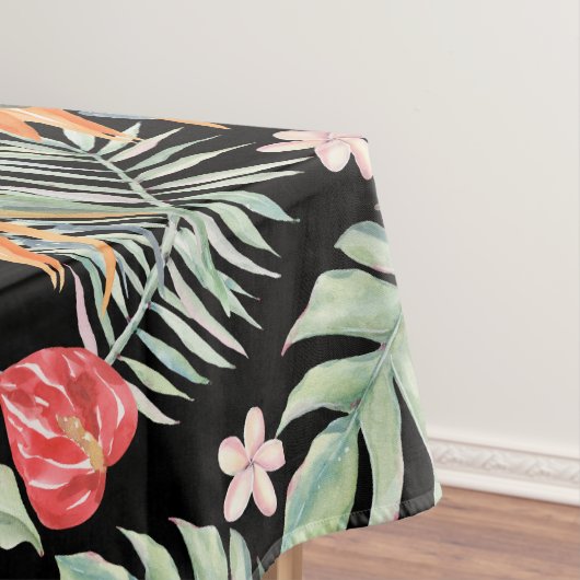 モノグラム付きのダーク トロピクス フラワー フォリアージ ファンタジー テーブルクロス (インサイチュ)