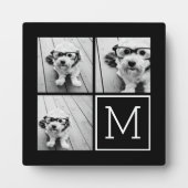 モノグラム付きのモダンな白黒写真コラージュ フォトプラーク (正面)