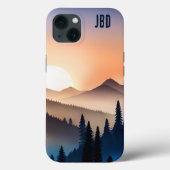 モノグラム付きの山の日の出 Case-Mate iPhoneケース (裏面)