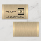 モノグラム付きエグゼクティブ金ゴールドブラシスチール 名刺 (正面/裏面)