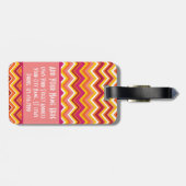 モノグラム付きオレンジとピンクのシェブロンパターン ラゲッジタグ (裏面横)