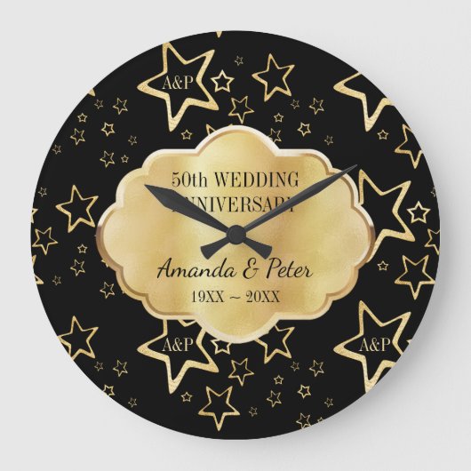 モノグラム付きゴールドスター ラージ壁時計 (正面)