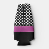 モノグラム付きピンクとブラックの水玉模様パターン ボトルクーラー (裏面)