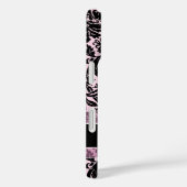 モノグラム付きピンクと黒のダマスクパターン Case-Mate iPhoneケース (裏面 / 右)