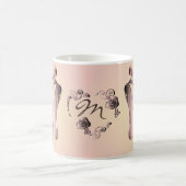 モノグラム付きピンクバレエつま先シューズ コーヒーマグカップ (中央)