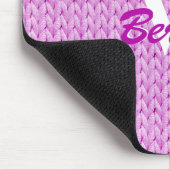 モノグラム付きピンク編みテクスチャマウスパッド マウスパッド (コーナー)