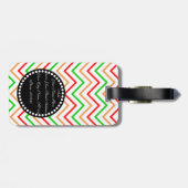モノグラム付きピンク色オレンジ色の緑のシェブロンパターン ラゲッジタグ (裏面横)