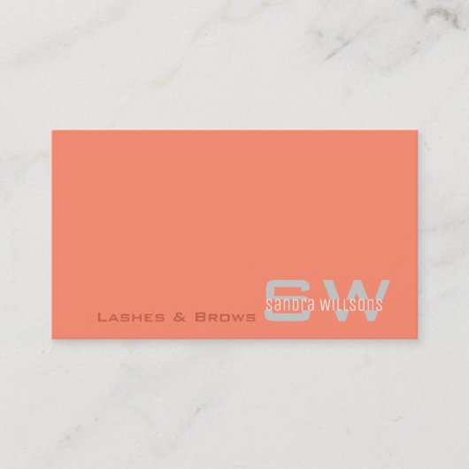 モノグラム付きプレーンモダンコーラルライトグレシンプルイ 名刺 (正面)