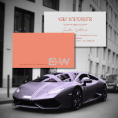 モノグラム付きプレーンモダンコーラルライトグレシンプルイ 名刺