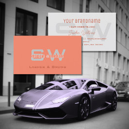 モノグラム付きプレーンモダンコーラル光グレーシンプル 名刺