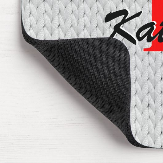 モノグラム付きライトグレー編みテクスチャマウスパッド マウスパッド (コーナー)