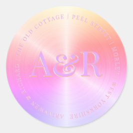 モノグラム付きレインボーパールエンベロープステッカー ラウンドシール