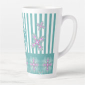 モノグラム付きレトロスタイルのアルデコフラワーズ カフェラテマグ (右)