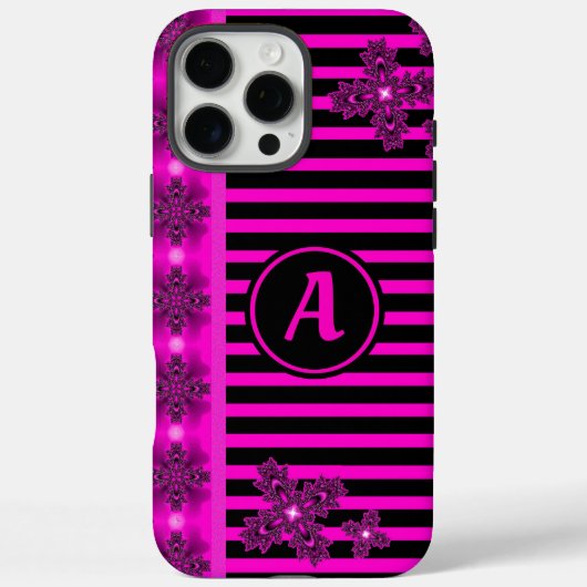 モノグラム付きレトロスタイルのアルデコフラワーズ Case-Mate iPhoneケース (裏面)