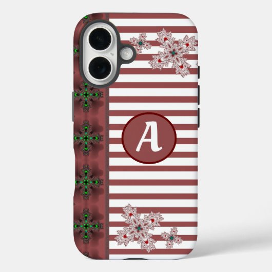 モノグラム付きレトロスタイルのアルデコフラワーズ Case-Mate iPhoneケース (裏面)