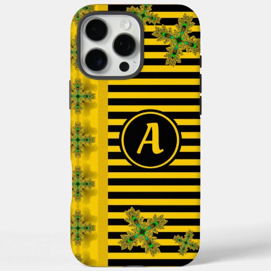 モノグラム付きレトロスタイルのアルデコフラワーズ Case-Mate iPhoneケース (裏面)