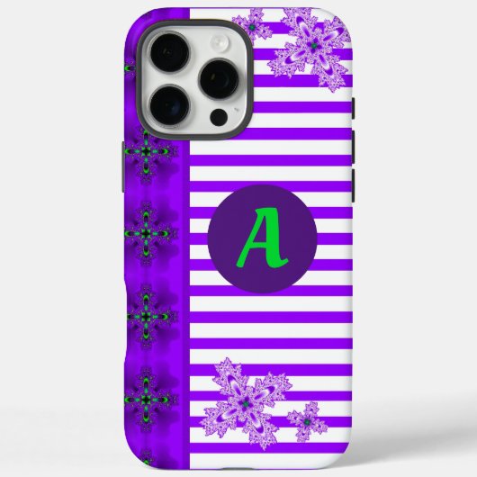 モノグラム付きレトロスタイルのアルデコフラワーズ Case-Mate iPhoneケース (裏面)