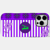 モノグラム付きレトロスタイルのアルデコフラワーズ Case-Mate iPhoneケース (裏面 (横))