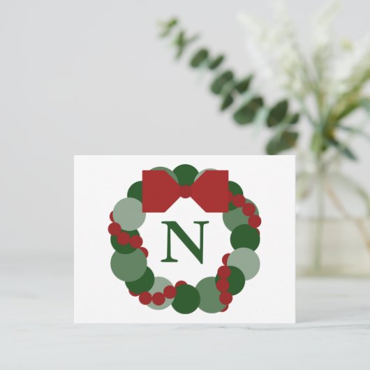 モノグラム付き幾何学的リースはがき シーズンポストカード (スタンド正面)