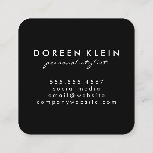 モノグラム付き星の羽毛パターン スクエア名刺 (裏面)