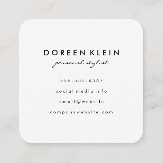 モノグラム付き星の羽毛パターン スクエア名刺 (裏面)