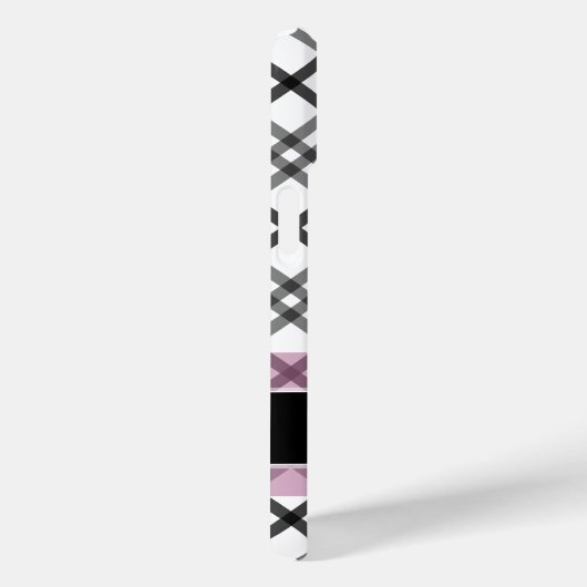 モノグラム付き格子模様 – 白黒ピンク Case-Mate iPhoneケース (裏面 / 右)