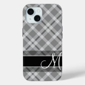 モノグラム付き格子模様 – 白黒灰色 Case-Mate iPhoneケース (裏面)