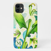 モノグラム付き水彩白ゆり Case-Mate iPhoneケース (裏面)
