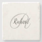モノグラム付き白地   ストーンコースター (正面)