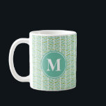 モノグラム付き緑と青のヘリンボーンパターン コーヒーマグカップ<br><div class="desc">モノグラム付き緑と青のヘリンボーンパターン</div>